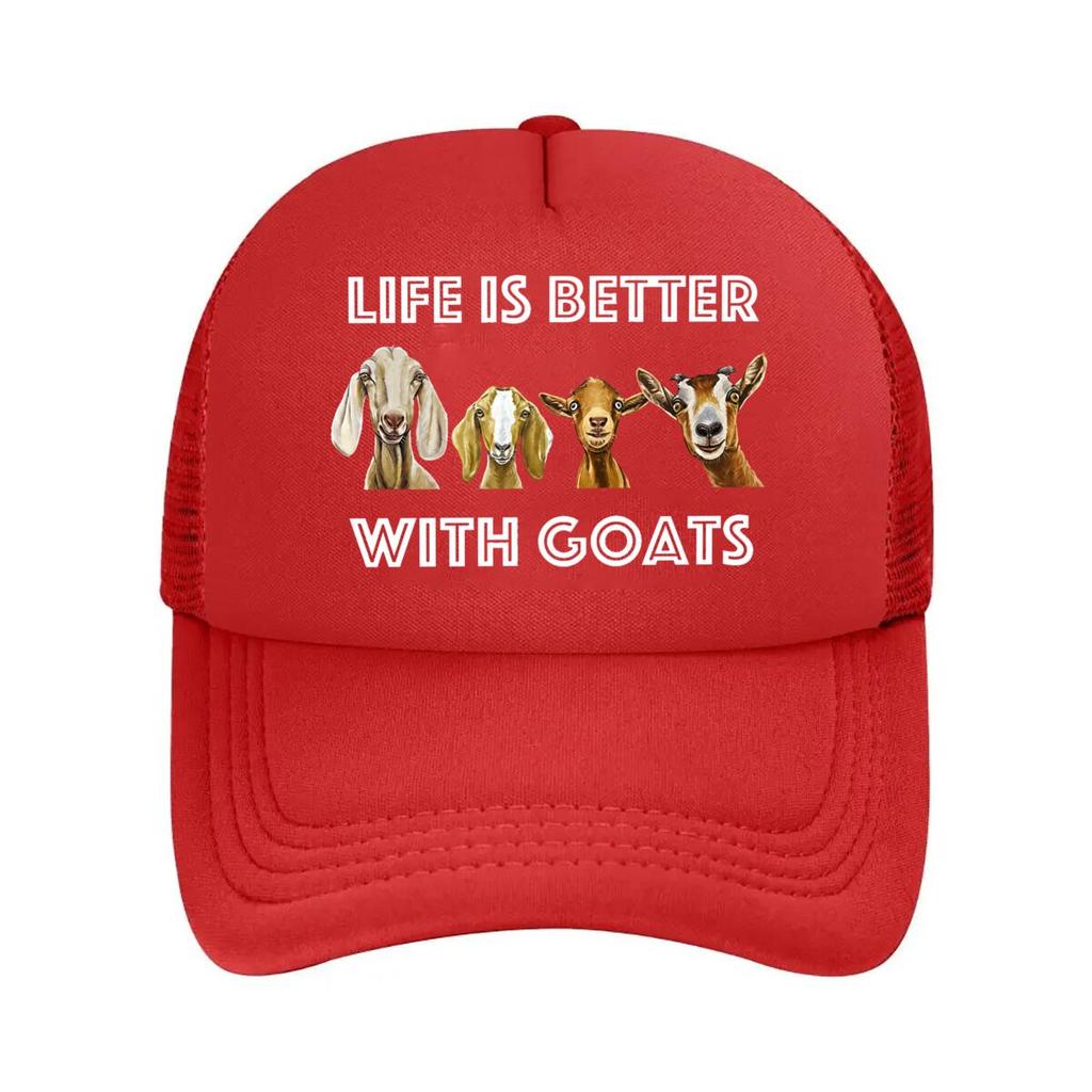 Life Better Goats Graphic Goat Lover Mesh Baseball Cap For Womens Unisex FeUnisex Beach Dad Hat Hip Hop