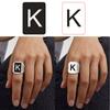 Custom Stainless Steel Rectangle Rings for Man Deep Engrave Black Logo Graphics Design / Black Backgound Rings Jewelry Gift