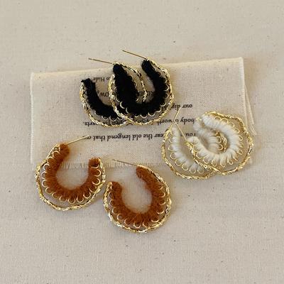Nischen Gewebte Wolle Metall Nieten Ohrringe Damen Herbst Und Winter Retro Leichter Luxus Elegant Mode Vielseitige Ohrringe