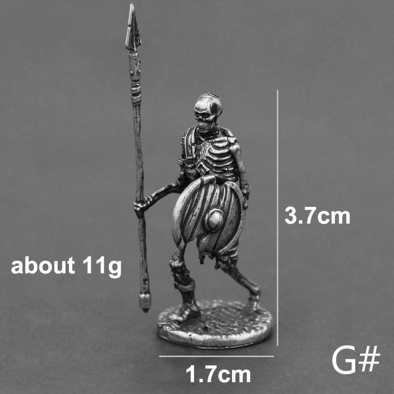 

1Pcs Біла мідь Нежить Скелет Легіон Фігурки Мініатюрні прикраси Ретро металевий череп Солдат Армійська статуя Настільна іграшка Орнамент G срібний