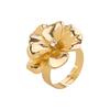 Women  French Minimalist Design Metal Flower Stud Earrings Elegant Double Layer Flower Rhinestone Necklace Ring Jewelry