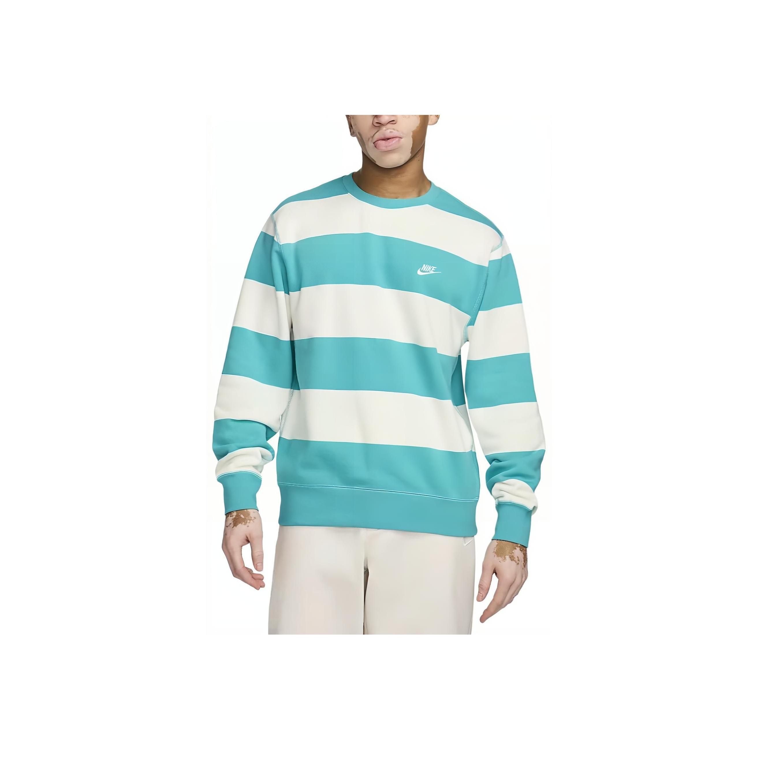 

Nike Club Fleece Striped Crewneck Pullover Sweatshirt Men Sweatshirts Cactus-Green FN3107-345 XXL