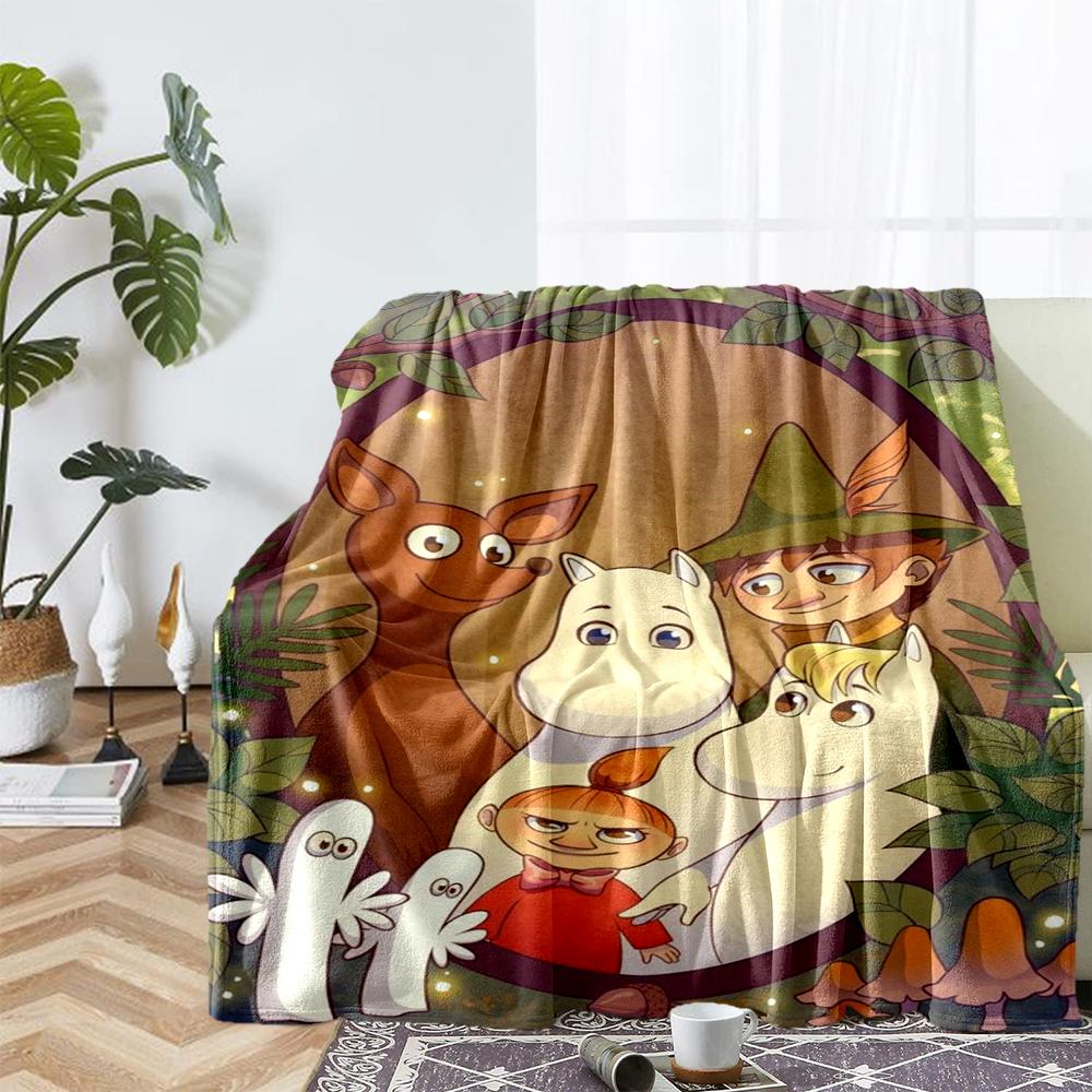 Moomin Temalı Baskılı Battaniye - Kanepe, Yatak, Seyahat ve Dış Mekan Kullanımı İçin Mükemmel | Makinede Yıkanabilir, Rahat ve Dayanıklı.