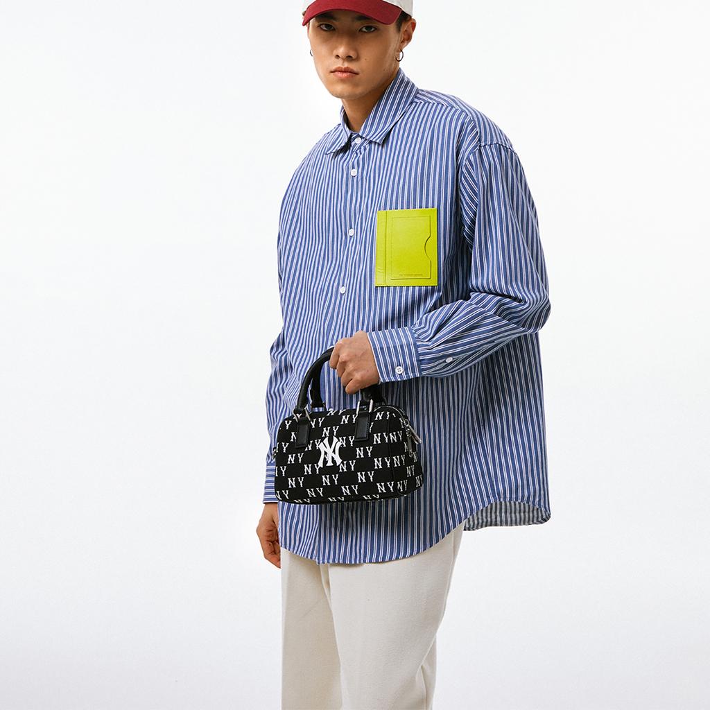 New MLB New York Yankees Artificial Leather Boston Bag, Shoulder Bag, Crossbody Bag, Handbag Regular Unisex Black 3ABWS014N-50BKS