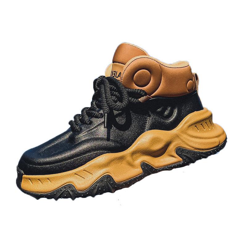 High-top shoes autumn new youth style sports shoes thick sole heightening Hong Kong style student dad shoes