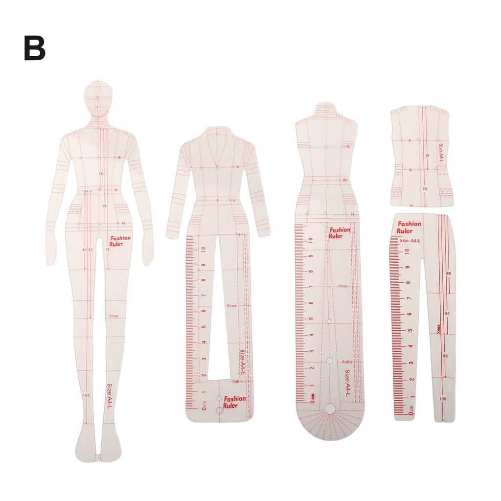 Plastmaler for motedesign for klesdesign og skreddersøm med symmetrisk tegnestøtte