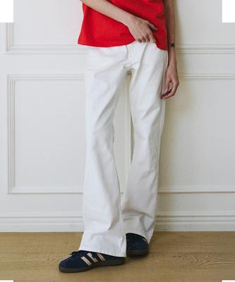 GREENBUTTER Boot-Cut Denim Pants (Ivory)