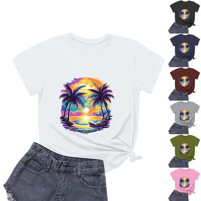 Lässiges, bedrucktes T-Shirt mit Rundhalsausschnitt und kurzen Ärmeln für Damen