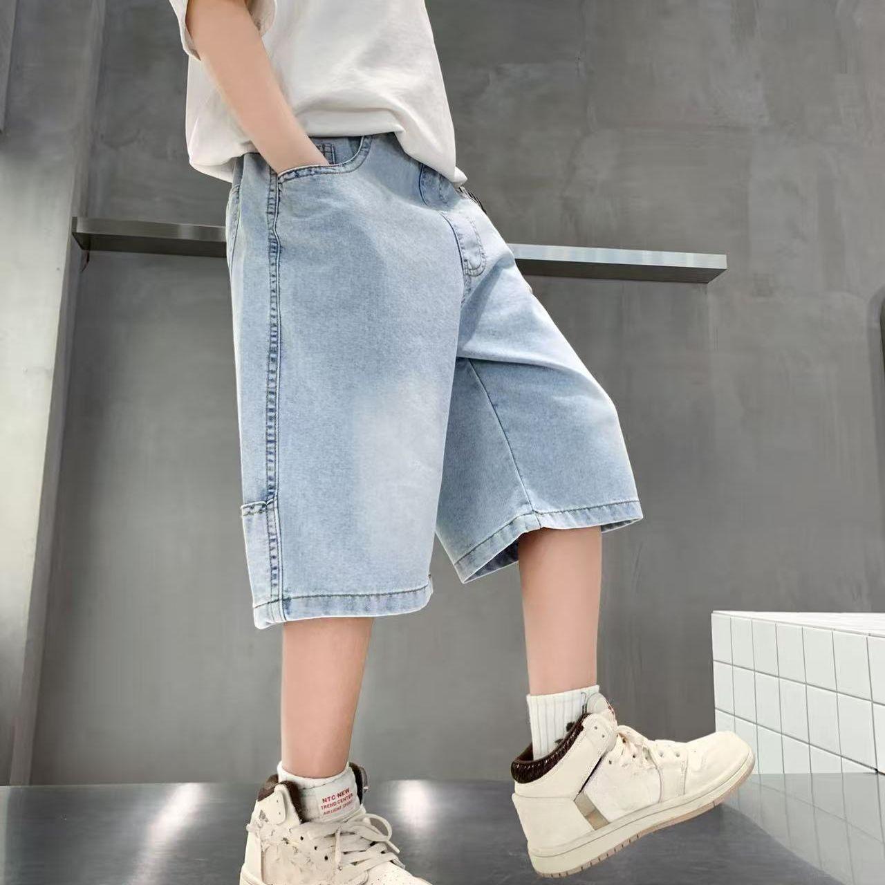 

Летние брюки для мальчиков Укороченные детские брюки Ультратонкие джинсы Мягкие джинсовые брюки 150