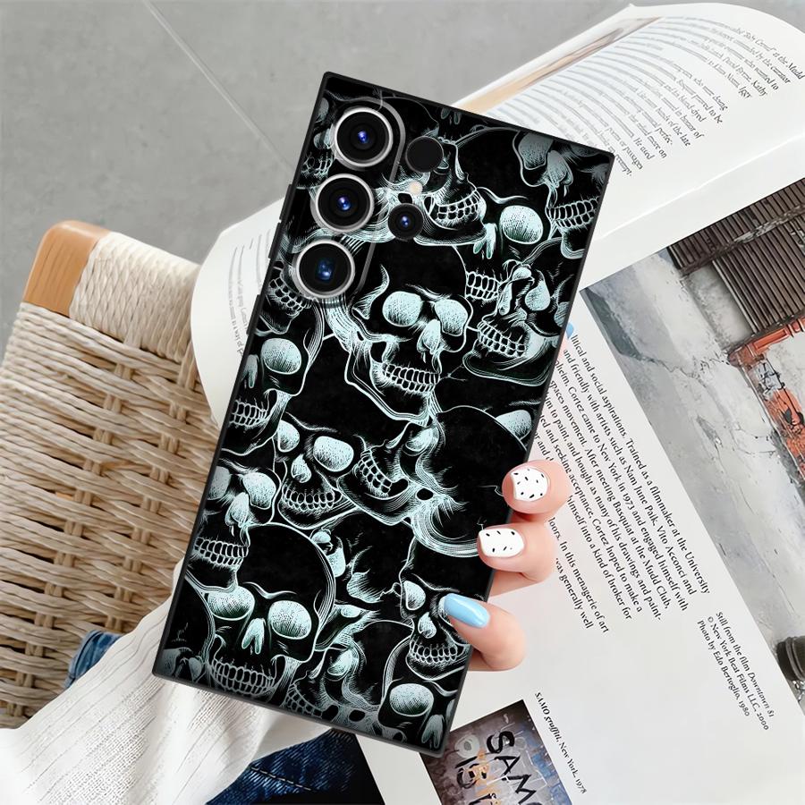 Totenkopf Kunst Funda für Samsung Galaxy S24 Plus S21 FE S23 S10 S9 Note 20 Ultra 8 9 10 S25 Ultra S20 Handyhülle Handyhülle