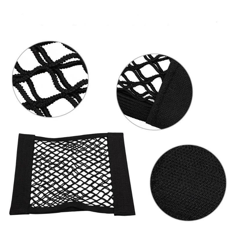 1Pcs Car Back Rear Mesh Trunk Seat Elastic String Net Magic Sticker Universal Storage Bag Pocket Cage Auto Organizer