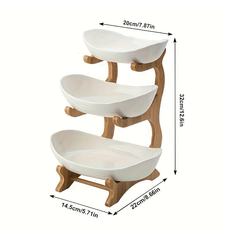 3-layer Fruit Blue, with Bamboo and Wood Racks,  Dish Decoration Baskets,  Pantry Organizers and Storage, Storage Shelves