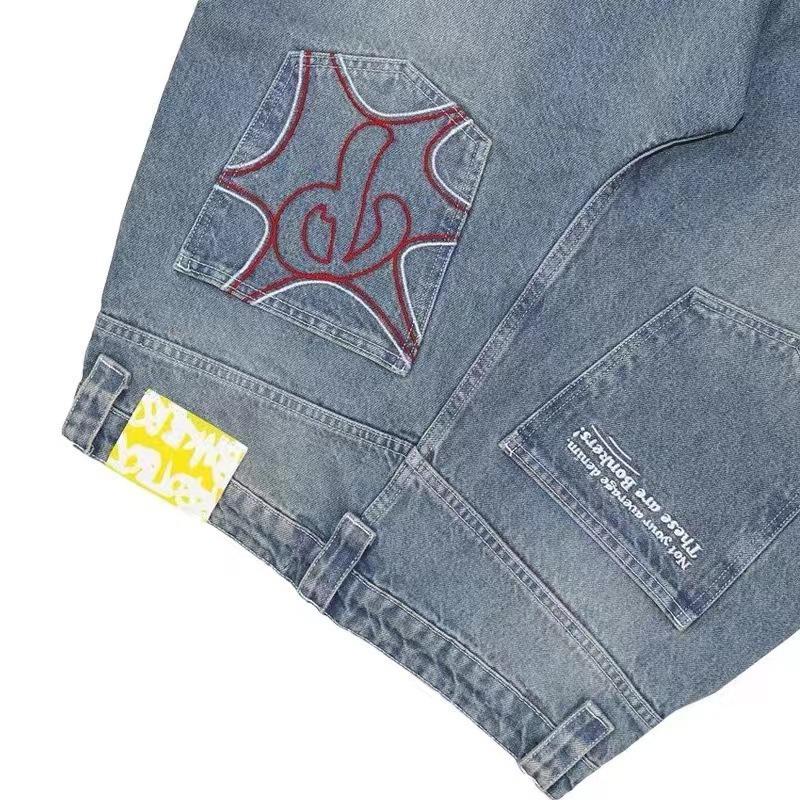 Hip Hop Printed Straight Leg Casual Denim Jeans For Men And Women