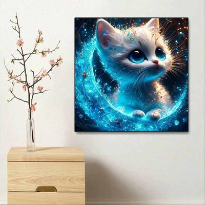 Neuankömmling 5D DIY Vollkreis Diamantmalerei "Mond und Katze" Stickerei Kreuzstich Heimdeko Geschenk