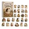 Retro Pastorale Stil Dekorations-Weihnachts-Adventskalender mit 24 Meerschweinchen, Gartenthema Niedliches Geschenk für Meerschweinchen-Liebhaber Tierfiguren, Dekorativ