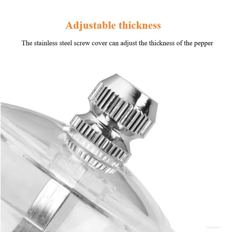 Akryl Pepparkvarn Skärmaskin Köksverktyg Transparent manuell Salt Kryddor Mill Shaker Slipverktyg