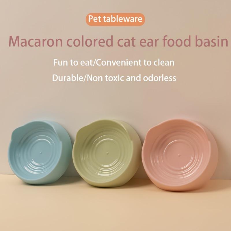 Cat Ear Shaped Cat Bowl, Plastic Cat Food Bowl Water Bowl Snack Basin, Pet Feeding Supplies