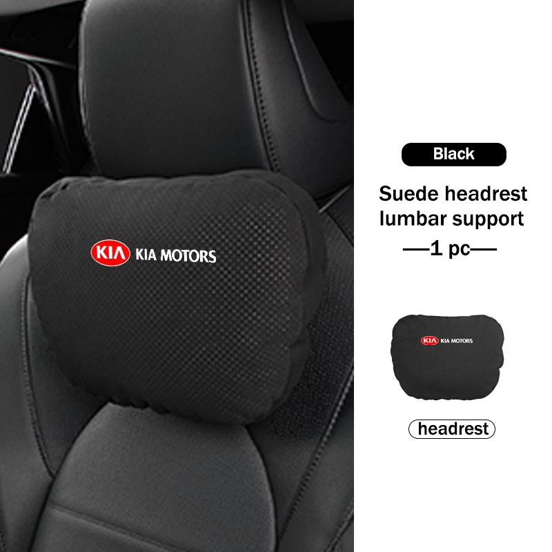 BBEI1 Car Styling Soft Suede Headrest Neck Support Seat Breathable Waist Pad Pillow Mat For KIA Sorento Stinger Soul Spectra Niro