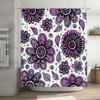 Purple floral shower curtain with black accents, custom size available decorative bathroom accessories for home decor enthusiast