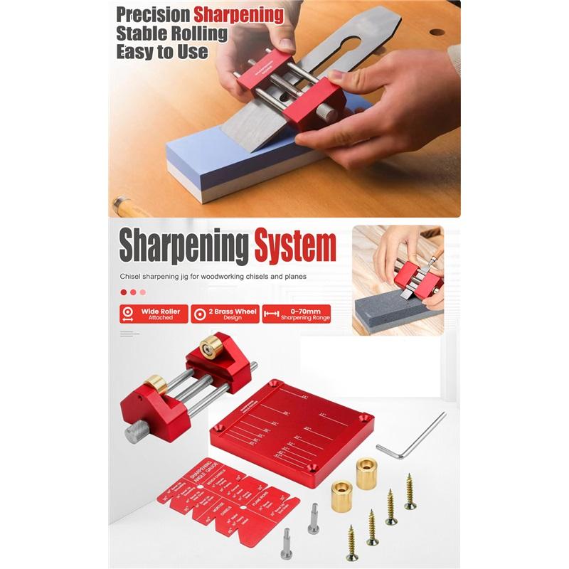 Professional Sharpening System Honing Guide with Angle Gauge, Universal Sharpening Holder for Woodworking Chisels & Plane Blades