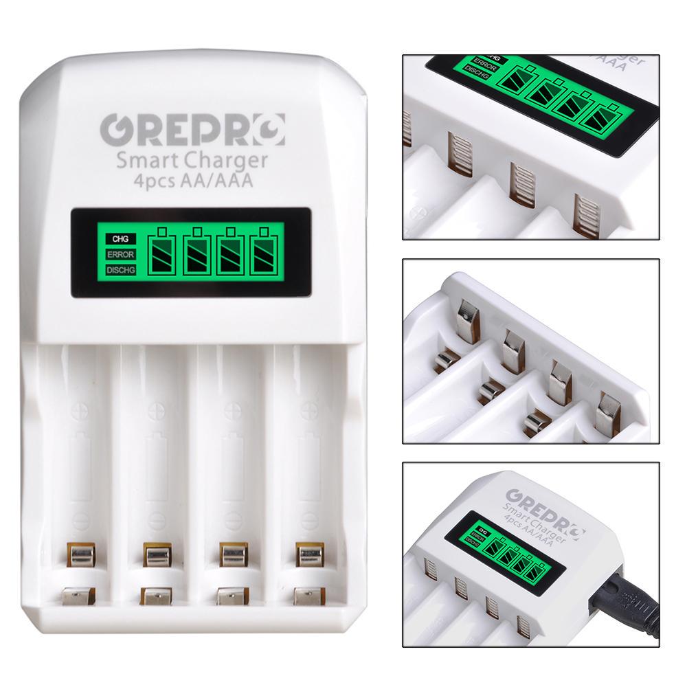 New 4 Slot Battery Charger F AA Ni-Cd Rechargeable Batteries JZ AAA Ni-MH