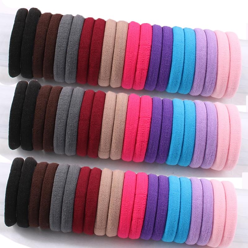 

Thicken Colorful Basic Nylon Ealstic Hair Ties for Girls Ponytail Hold Scrunchie Rubber Band Kid Fashion Baby Hair Accessories 50pcs