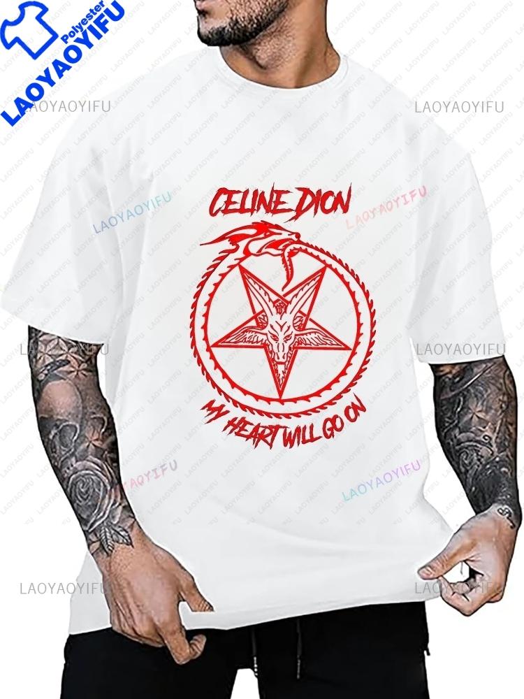 CELINE DION - MY HEART WILL GO ON Trendy Metal Short-Sleeved Shirt for Both Men and Women, Patterned T-Shirt
