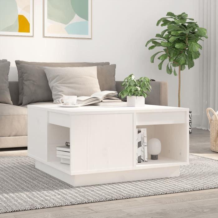 814530 vidaXL Table basse Blanc 60x61x32,5 cm Bois massif de pin