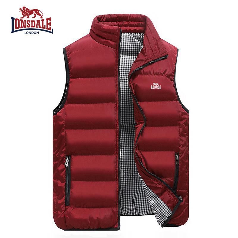 

Lonsdale Embroidered High-end Cotton Vest Jacket, Men s Autumn/Winter Fashion Casual Comfortable Sleeveless Jacket L