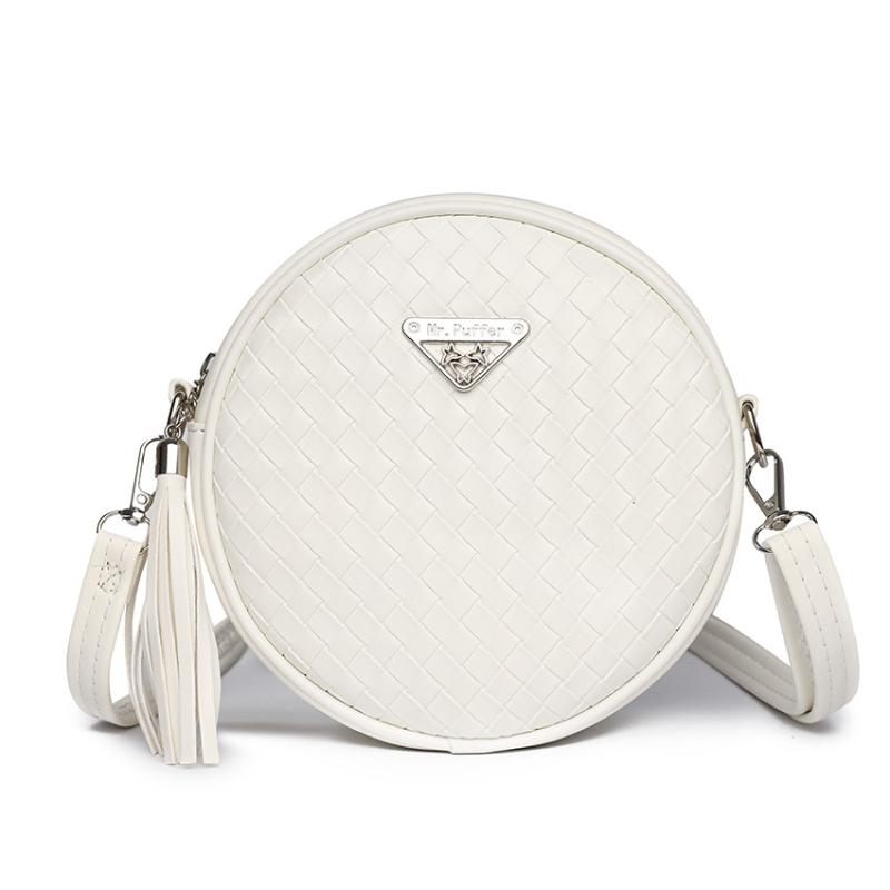 

Вязаная сумка осень лето девочка мини кисточка маленькая круглая сумка для мелочи маленькая сумка для телефона 16.5*6*16.5cm белый