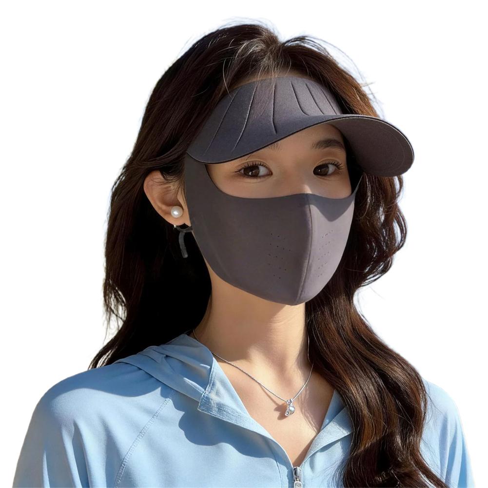 2-in-1 Full Face Mask Sun Protection Hat Outdoor Breathable UV Protection Visor Face Cover for Women Travel Sun Guard