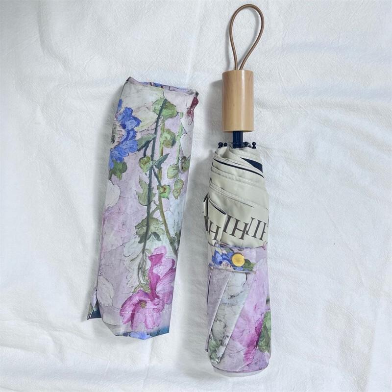 OIMG Retro Oil Painting Folding Sun Umbrella