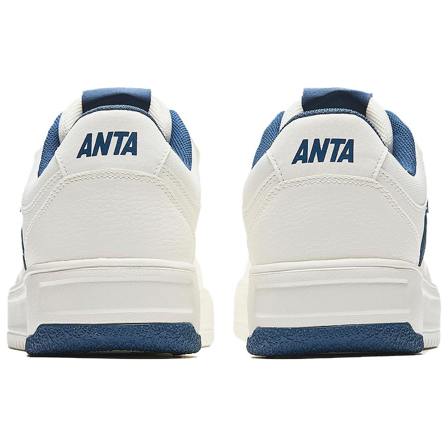 Anta Fabric Synthetic Leather Trendy Versatile Non-Slip Shock Absorption Low-Top Skate Shoes Men Sneakers White Blue 112438016R-2