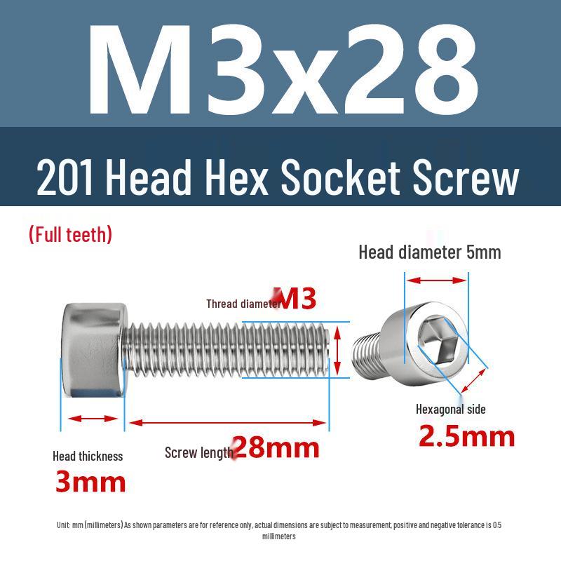 Yigu 201 Stainless Steel Cup Head Hexagon Screws and Bolts - M3, M4, M5, M6