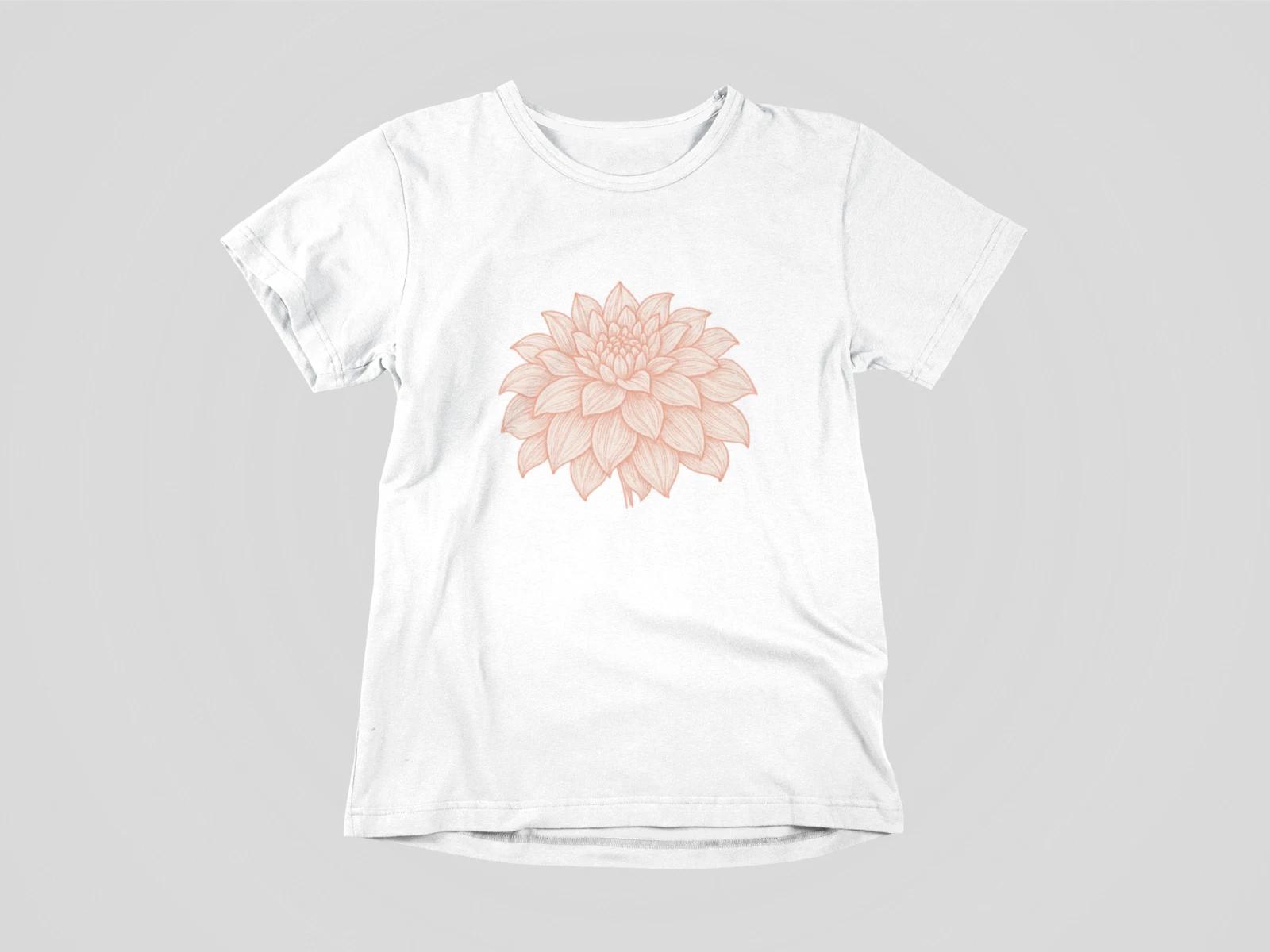 Dahlia Flower Line Art T-Shirt | Vintage Botanical Tee | Floral Graphic Shirt XL