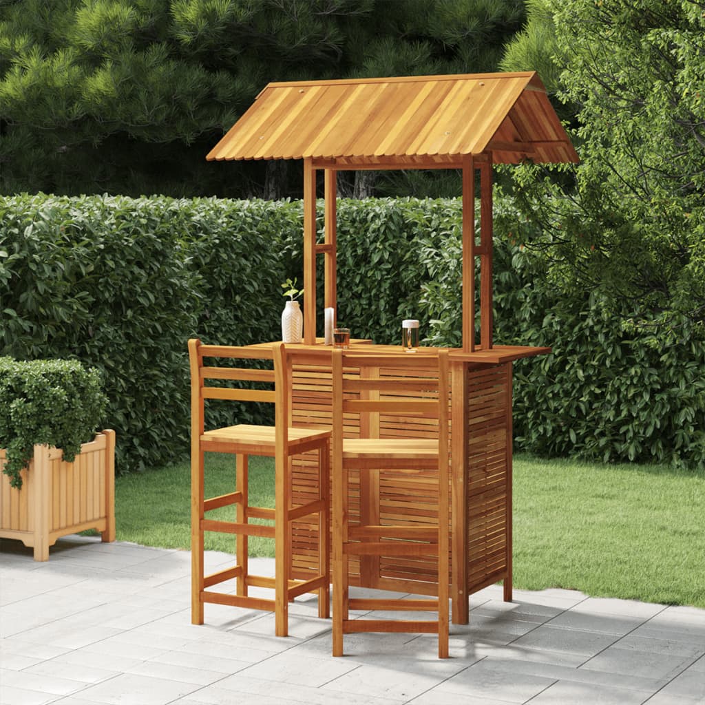 3 Piece Garden Bar Set Solid Acacia Wood