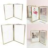 Vintage Gold Picture Frame Two Sided Photo Frames Display Holder with Chain Geometric Shape Decorative Photo Holder Stand