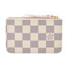 Louis Vuitton Romy Woven Zipper Head Checkerboard Print Coated Canvas Card Holder Women Card Holder Cream Purple N40922