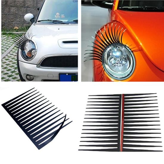 2Pcs Car Headlight 3D Decoration Eyelash Sticker Lighting Vehicle Decals Hot