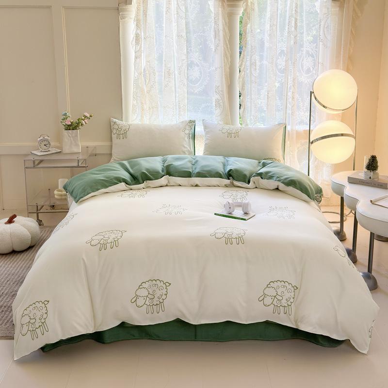 Four-piece Cartoon Single-piece Bedding Dormitory Bed Sheet Quilt Cover Ins Quilt Cover Three-piece Set Spring