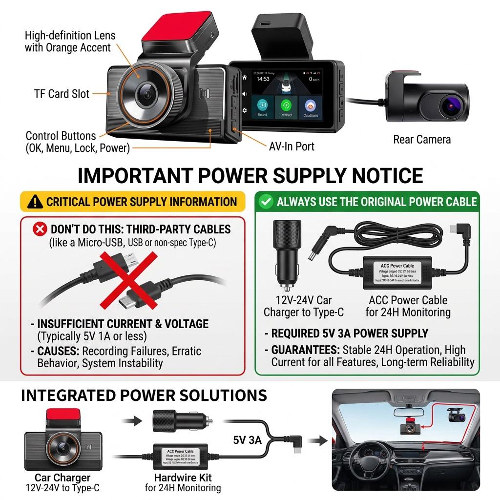 4G 2K Dual-Lens Dash Cam, 3-Inch Screen, WiFi, GPS Tracking, Remote Live Video Via Phone, 12-24V Power Supply, Car Camera