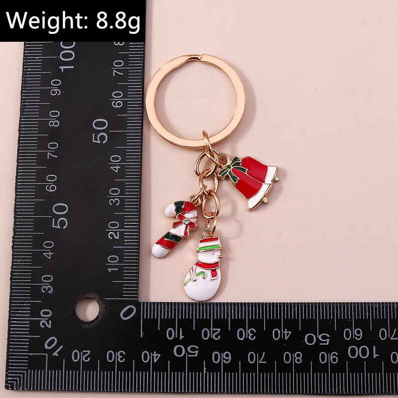 Cute Enamel Christmas Snowman Keychain Candy Cane Bells Keyring Women Girls Handbag Pendants DIY X'mas Jewelry Gifts