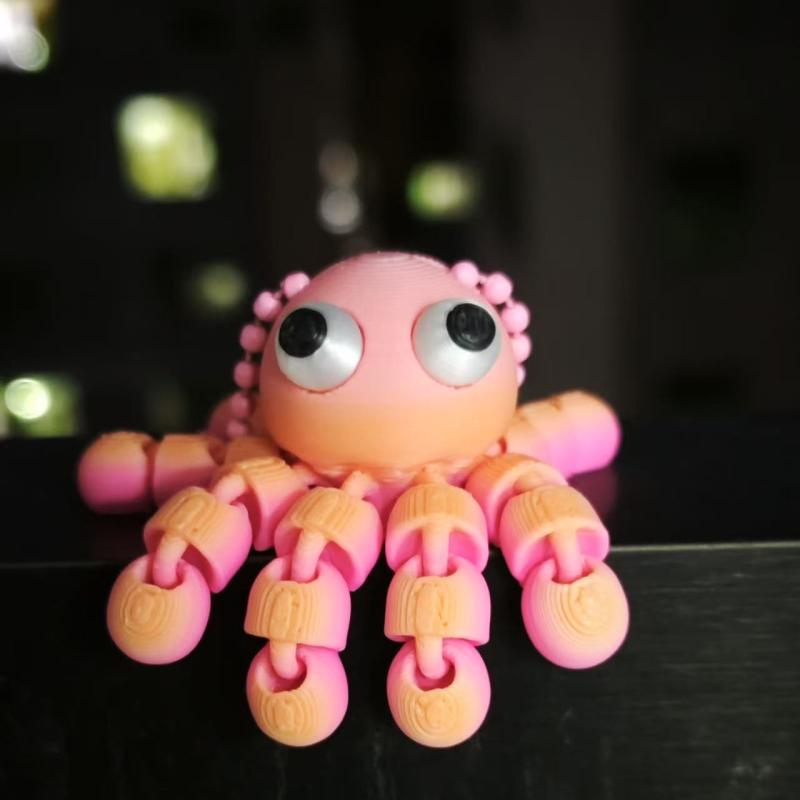 

3D-печатный подвижный милый осьминог, маленькая подвеска, брелок, кольцо для ключей от машины, подвеска для школьной сумки