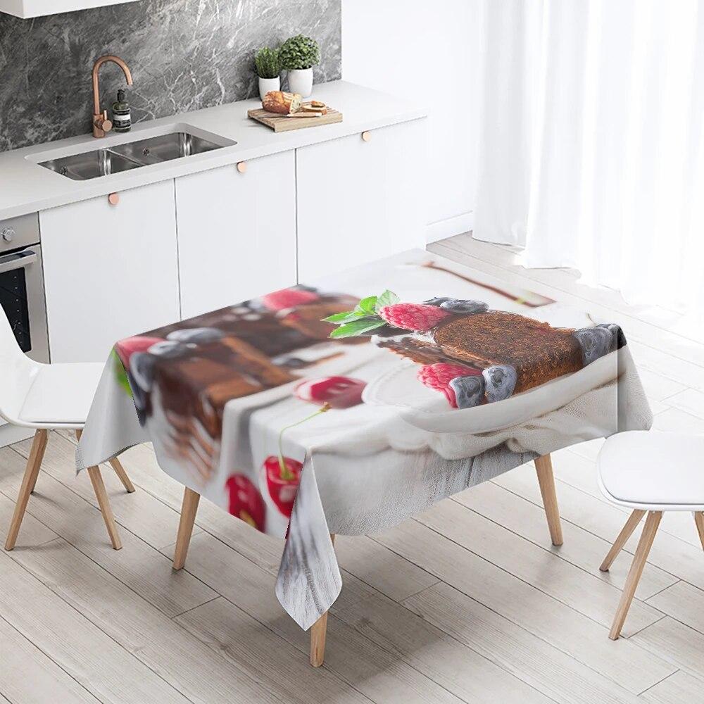 Fata de masa imprimata tort gurmand decor mese restaurant si antifouling dreptunghiular casa