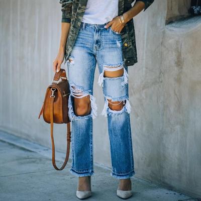 Damenjeans locker zerrissen und dünn gewaschen Damen-Denimhose