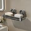 Plastic Suction Cup Soap Dish Wall Mounted Soap Tray Multifunctional Double Soap Dish  for Home