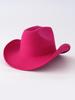 Unisex Plain Felt Western Cowboy Hat, European-American Style, Wide Brim, Curved Top Hat