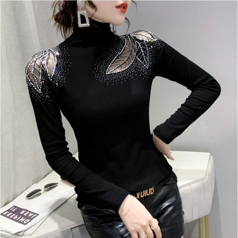 YYFS Women's Fashion Casual Spring Autumn Long Sleeve High Neck Blouses & Shirts