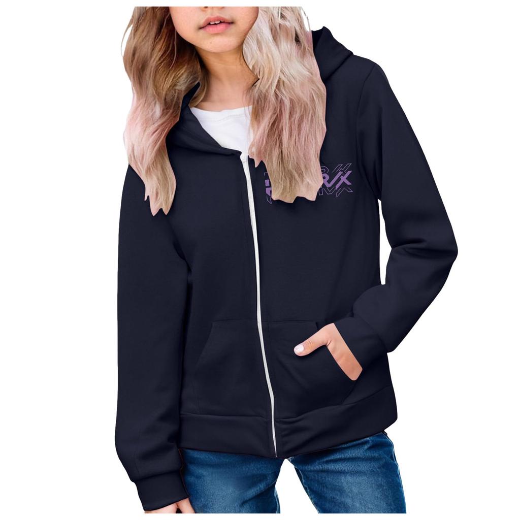 Kids Fashion Women's Lightweight Long Sleeve Zipper Hoodie Printed Hoodie With Pockets