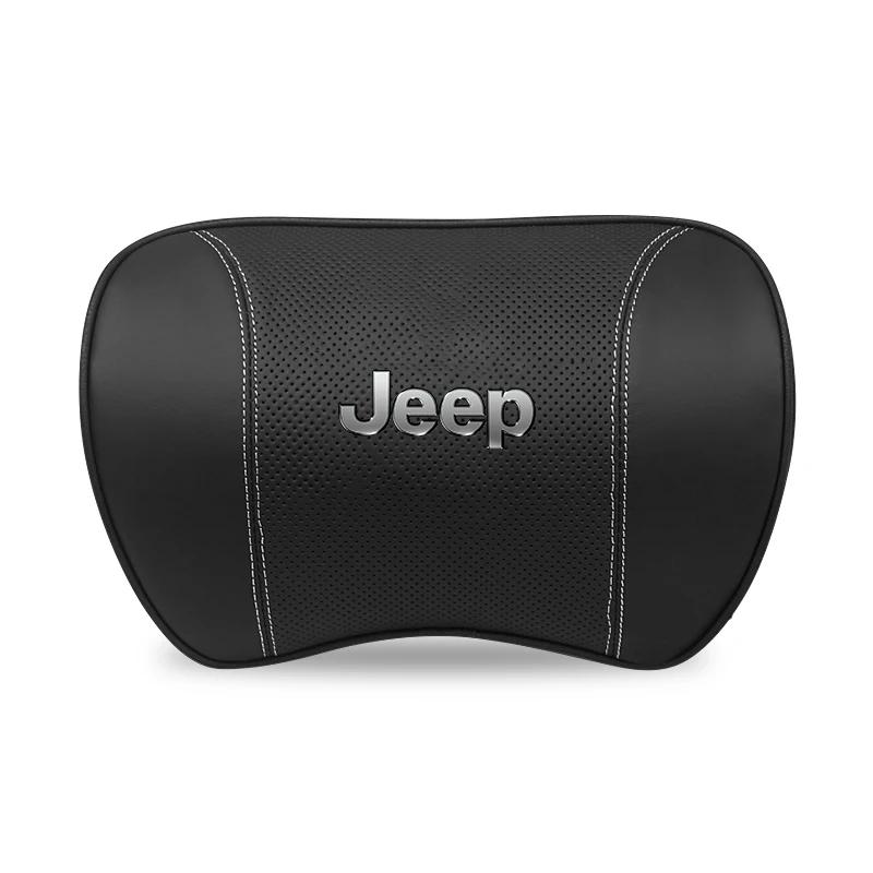 Für Jeep Auto Nackenkissen Schutz Lendenwirbelstütze Leder Kopfstütze Für Jeep Grand Cherokee Wrangler Gladiator Compass Renega